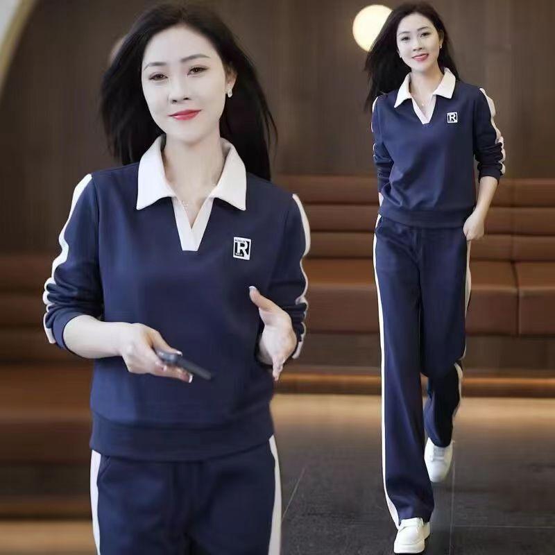 Suit for Women In Spring and Autumn, Slim, Stylish, Sporty, Simple Lapel Sweatshirt, Casual Two-piece Set