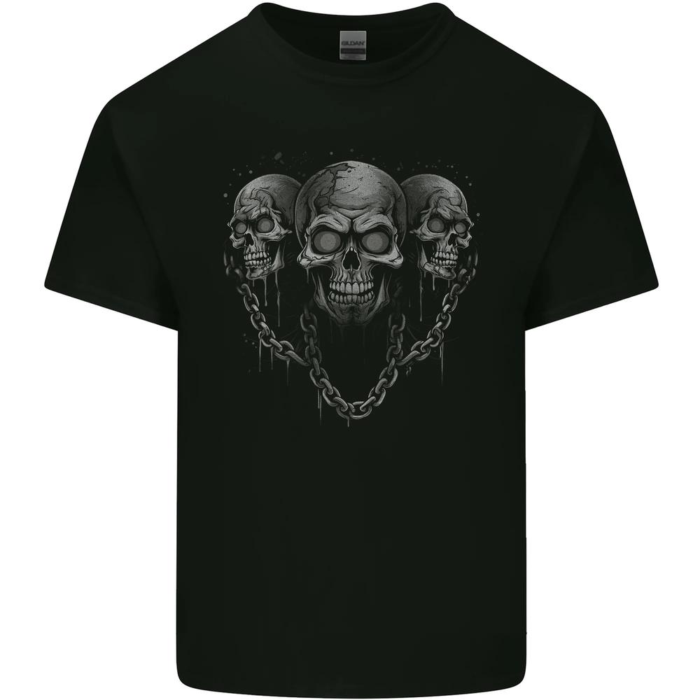Three Skulls With Chains Heavy Metal Rock Music Kids T-shirt Boys Girls XL