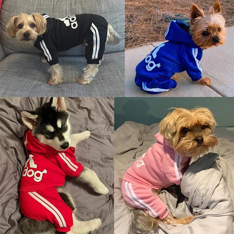Adidog Vestiti Tuta per Cani Vestiti Caldi per Cuccioli per Animali Domestici per Cani Felpe con Cappuccio Felpa Yorkie Bulldog Francese Abbigliamento per Cani Cappotto Giacca
