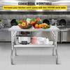 SucceBuy Folding Commercial Prep Table Commercial Worktable Workstation with Undershelf Folding Table for Home Kitchen