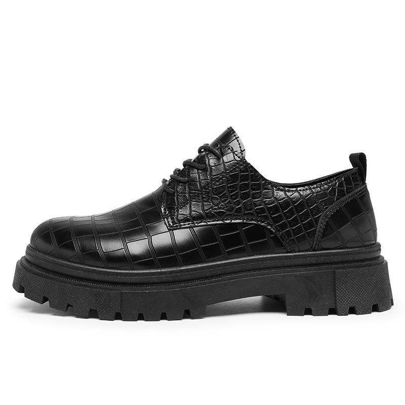 Men's shoes 2024 new autumn British style black casual leather shoes men's business dress big head work trendy shoes