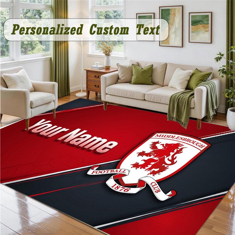 Crystal Velvet Square Rug Custom NameMiddlesbrough FC Pattern Non Slip Home Floor Decor Rug