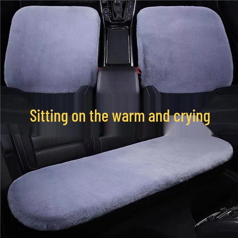 Winter Rabbit Plush Car Seat Cushion Set - 3-Piece No-Back Design for Single Seats
