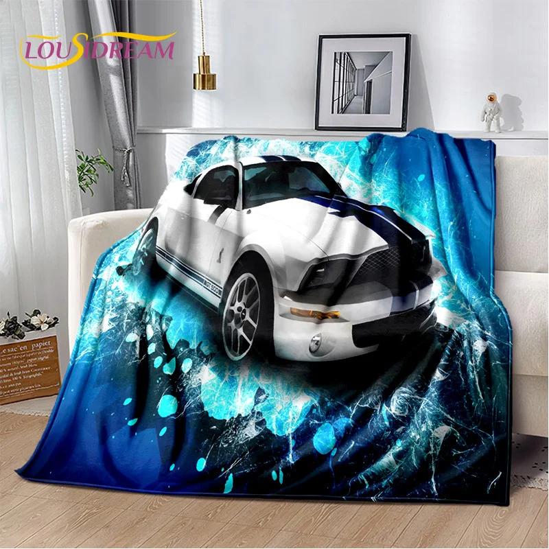 Classics 3D F-Ford GTR Mustang Car Soft Blankets,Keep Warm Throw Blanket Comfortable Blanket for Picnic Beds Sofa Home Bedroom