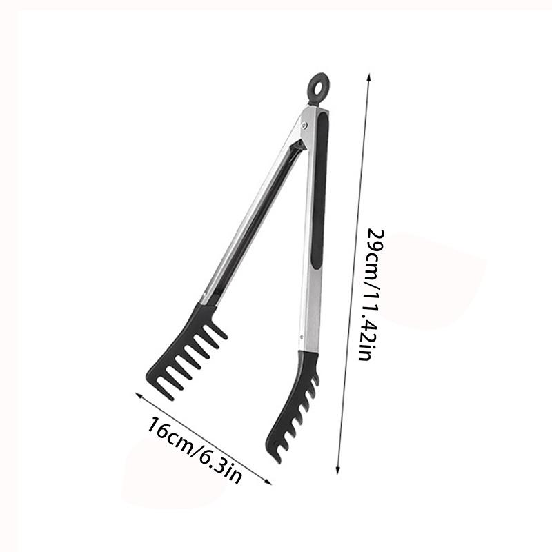 Stainless Steel Noodle Tongs Non-Slip Handle Heat-Resistant Chuck Easy To Store Multi-Functional Food Tongs