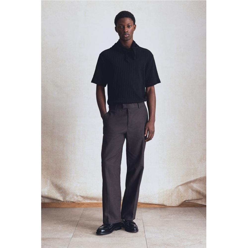 H M crocHeT Look T sHirT Regular fiT Black