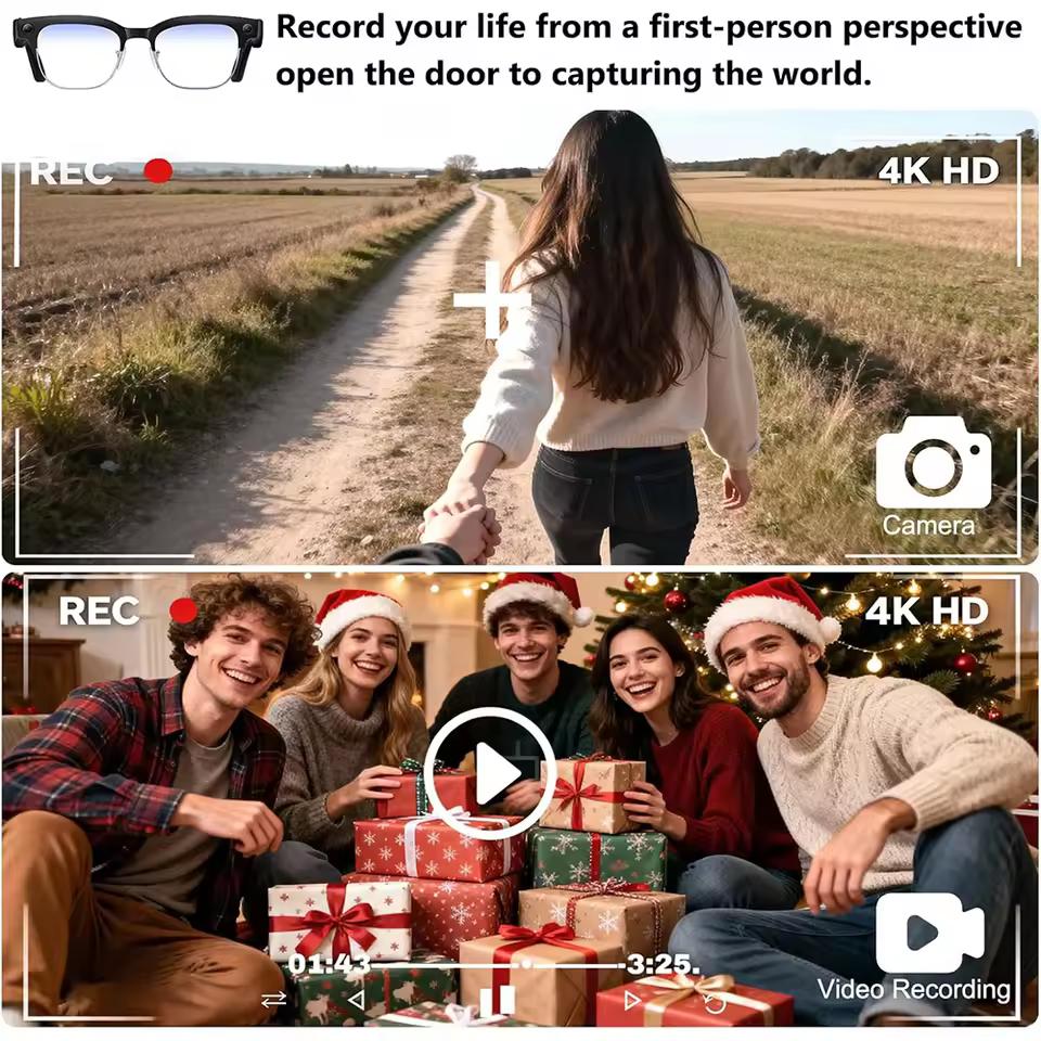 2026 Neue KI-Smart-Brille 800W HD-Kamera Brille Fotoerkennung Videoaufnahme Übersetzung Anruf Wasserdichte Sonnenbrille Herren Damen