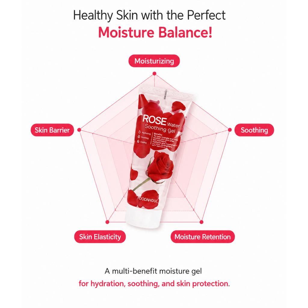FOODAHOLIC Rose Water Radiance-Cooling & Soothing Moisture Gel 100ml