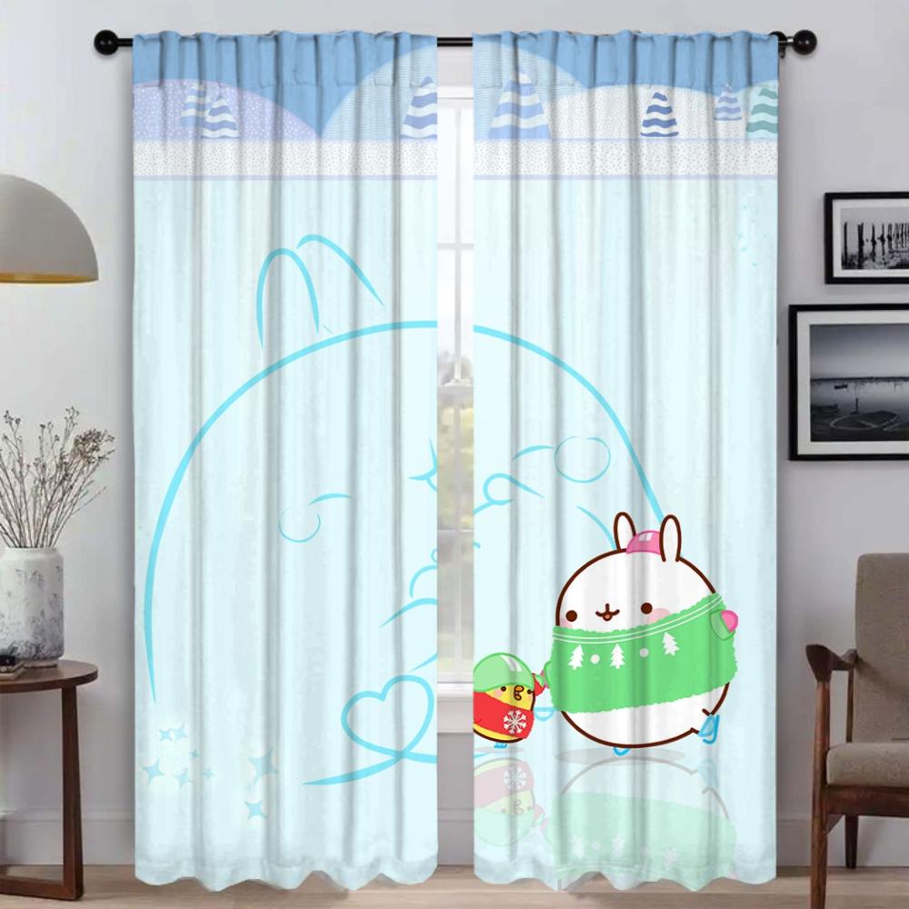 Set Of 2 Halloween Decoration Molangs Kitchen Curtains Living Room Curtain Blinds Home Interior Shades Partition Polyester Perfect For Area