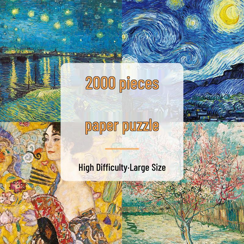 Van Gogh's Starry Night 2000-Piece Jigsaw Puzzle - High Difficulty for Adults 12+