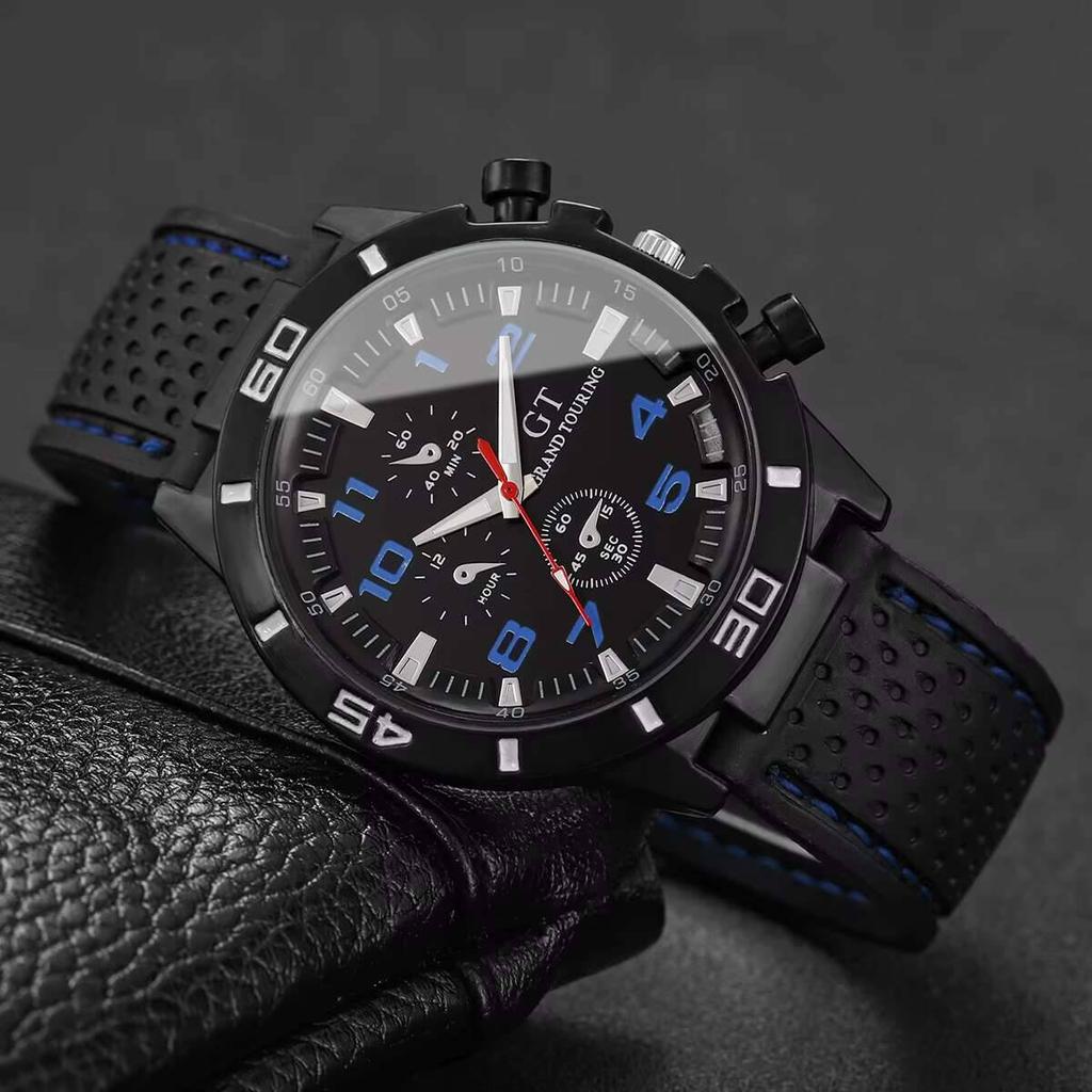 3PCS/Set Casual Silicone Band Men Sports Watches Arabic Dial Quartz Watch Reloj Hombre