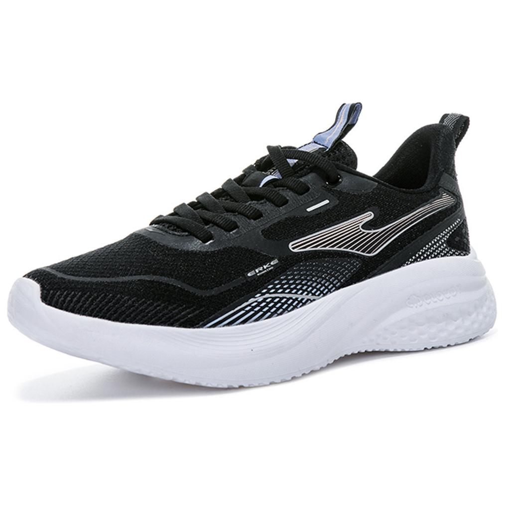 Hongxing Erke Comfortable Breathable Shock Absorbing Wear Resistant Low Top Casual Running Shoes Women Sneaker Black White 12123203283-004