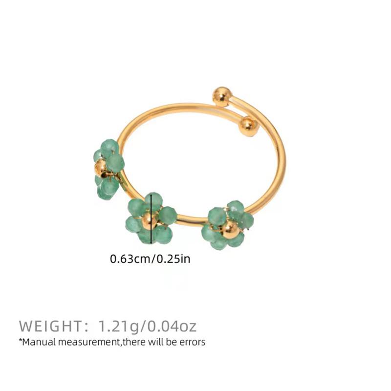 

multi-colored Zircon Flower Rings for Women Stainless Steel Zircon Female Summer Accessories Open Adjustable Couple Rings Gift