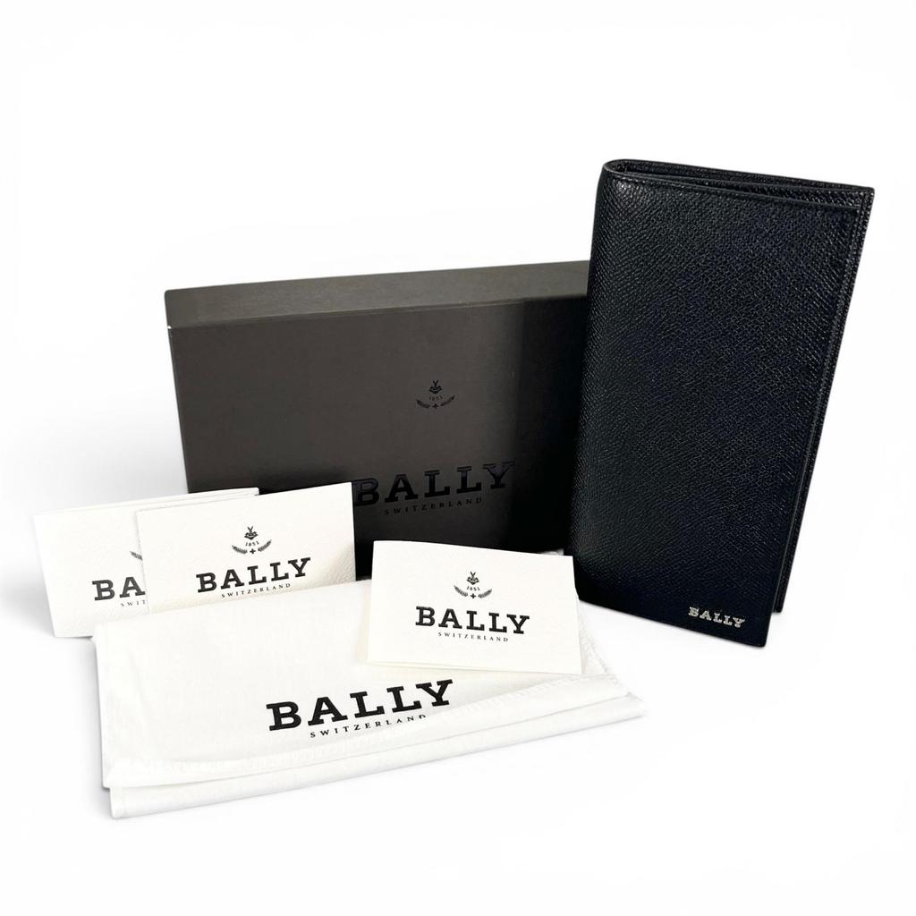 Excellent BALLY Purse LALIRO Leather long wallet with metal logo, bi-fold mens Used