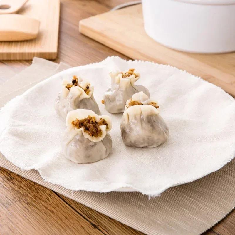 NEW 5Pcs Cotton Steamer Cloth Round Gauze Drawer Mat Stuffed Buns Steamed Bread Kitchen
