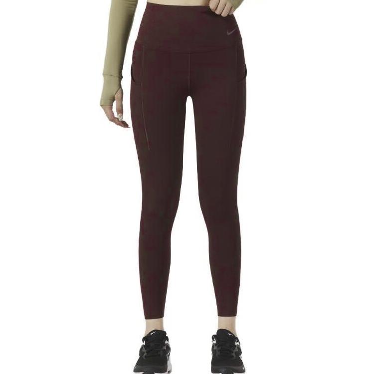 Nike High-Waisted Slim-Fit Casual Sports Pants Women Bottoms Deep-Brown DQ5898-227