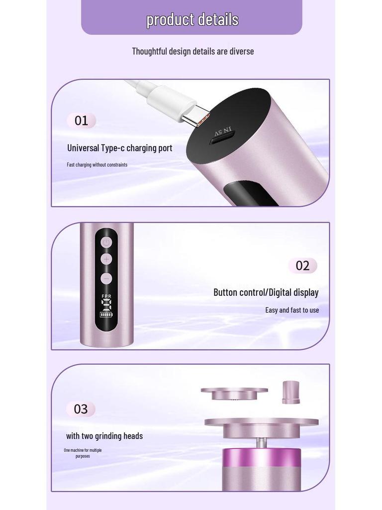 Portable Electric Foot Grinder & Dead Skin Remover for Home and Salon Use - Perfect for Foot Care and Nail Treatment