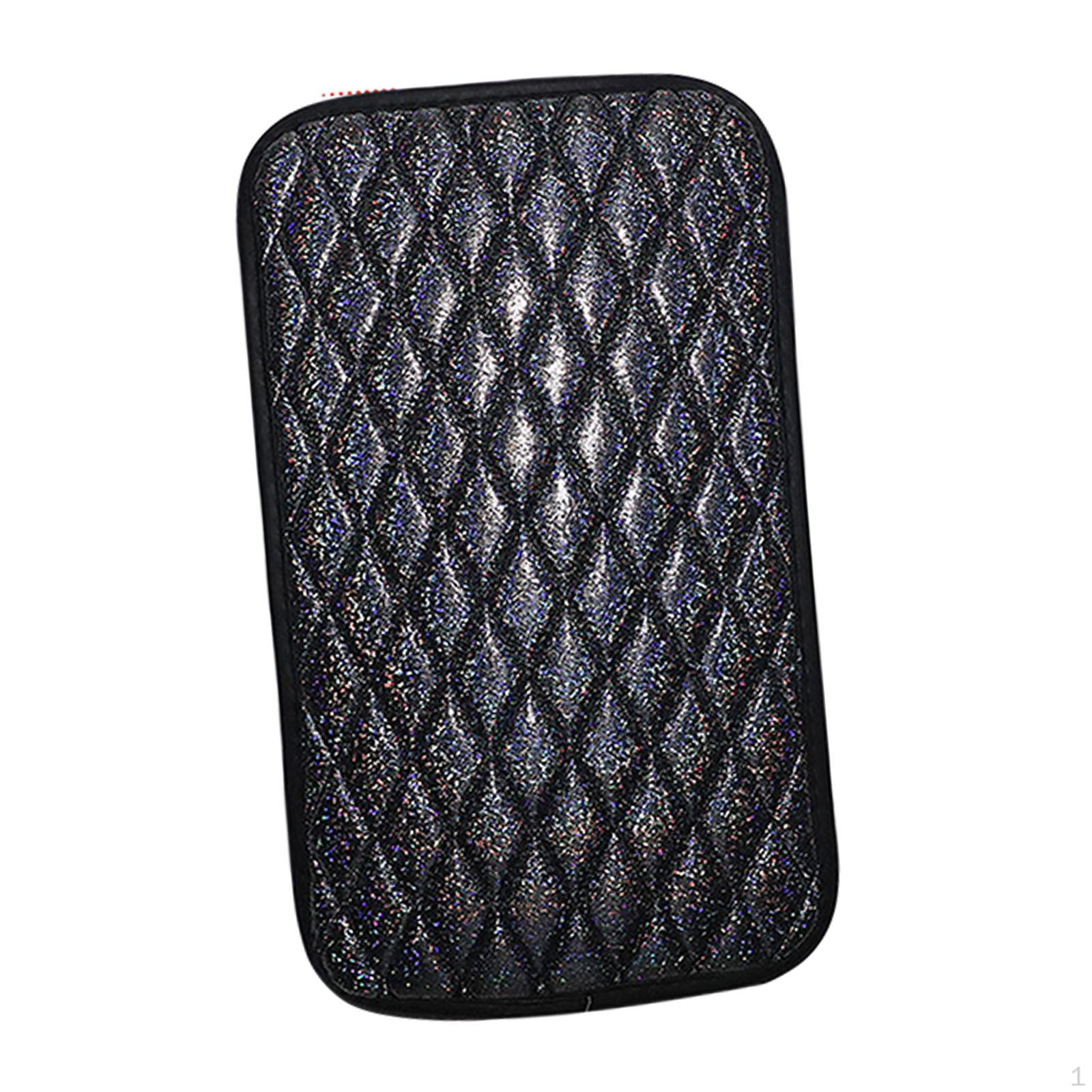 

Car Armrest Pad Covers Center Console Truck Breathable Glitter Decorative Black