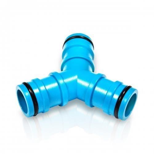 Racord furtun - Conexiune rapidă - Splitter cu 3 căi - 1" - 26mm - Plastic albastru