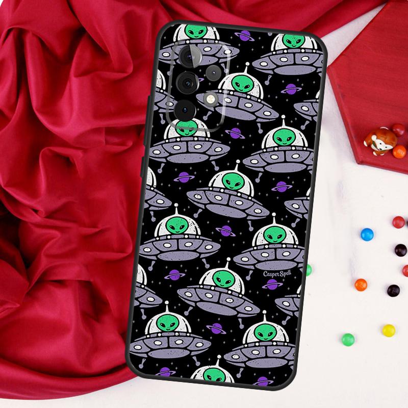Aesthetics Cute Cartoon Alien For Samsung Galaxy A15 A55 A53 A33 A35 A22 A32 A52 A54 A34 A14 A56 A36 A26 A16 A05 A06 Case