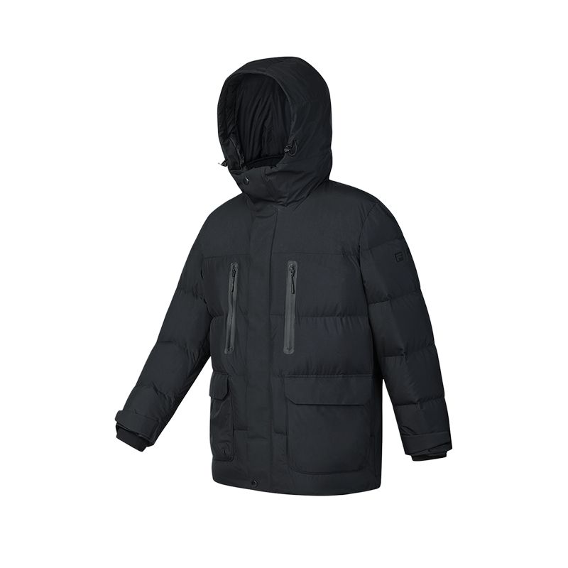 Fila James Jean Collaboration Explore Hooded Zip Long Sleeve Down Jacket Men Outerwear Deep-Black A11M447917F-BK