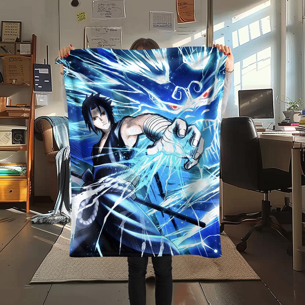 Flanelová deka se vzorem Sasukeho Uchihy, Vysoce kvalitní, Pohodlná pro všechna roční období, Domácí dekorace, Teplo a pohodlí, Perfektní pro dárky.