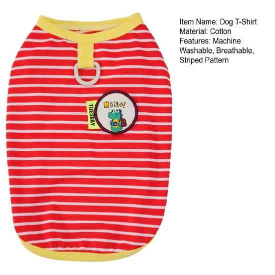 Striped Dog Tee Shirt Breathable Summer Puppy T-Shirt Stylish Loose Dog Tee for Small Dogs Schnauzer Bichon Frise