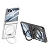Suitable for Samsung Flip7 Transparent Tpu Mobile Phone Case Without Yellowing Airbag Rotation Shaft Full Cover Magnetic Suction Rotating Bracket