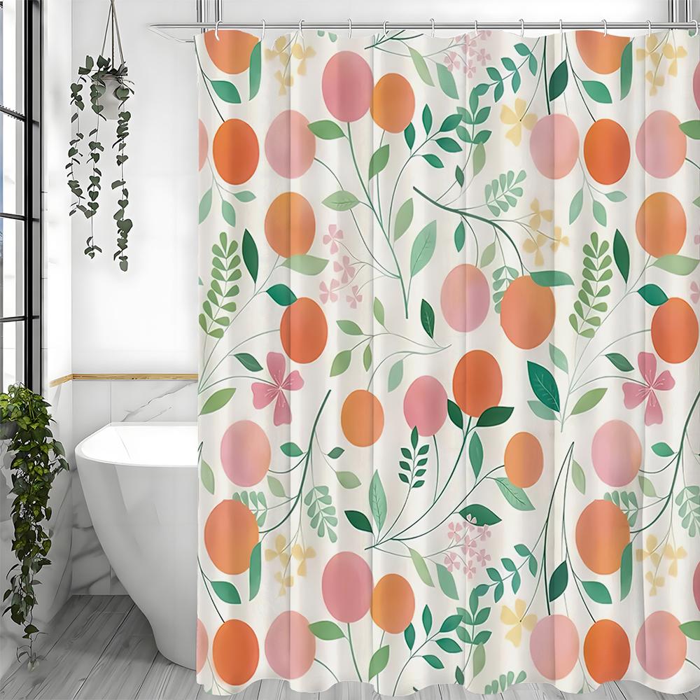 Vanilla Peach Shower Curtain, Bathroom Decorative Shower Curtain, Waterproof Shower Curtain with Hooks