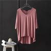 V-neck Undershirt Women's Five Quarter Sleeved T-shirt Summer Thin Plus Size Loose Sleepwear Mid Sleeved Korean Top