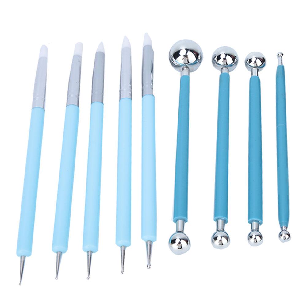 9Pcs Acrylic Silicone Craving Pen Aluminum Tube Handle Pottery Clay Sculpture Tool #1