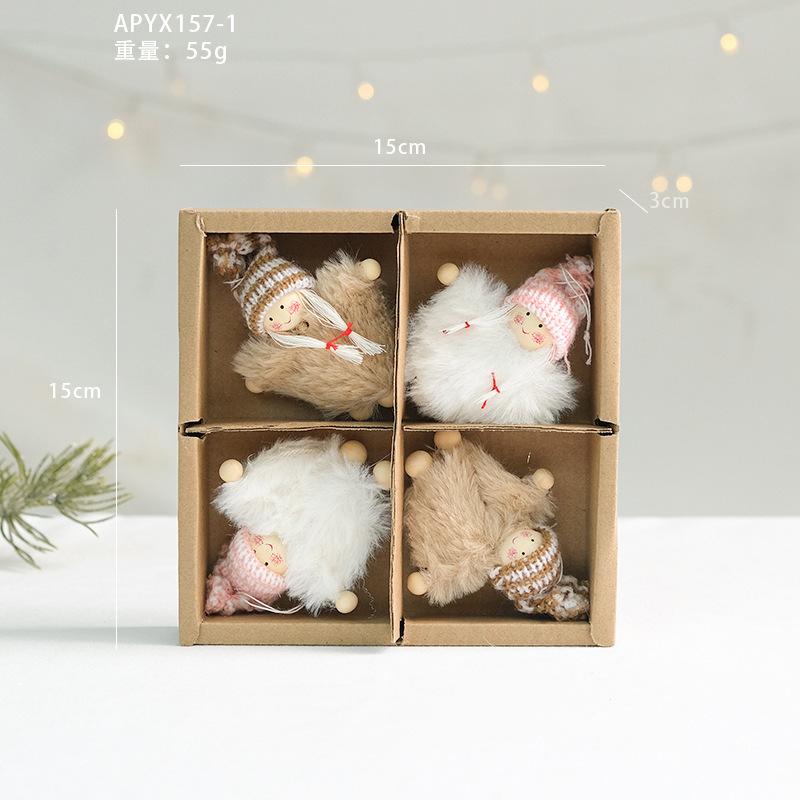 Christmas Tree Santa Claus Snowman Cloth Pendants Cute Figurines & Dolls Set of Accessories Small Decorations Ages 5-7
