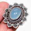 Natural Aqua Chalcedony Gemstone 925 Sterling Silver Jewelry Ring Size 9 AR-16617