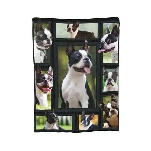 Boston Terrier Blanket Soft Cozy Boston Terrier Cute Puppy Dog Throw Blanket for Kids Girls Women Adults Boston Dog Lover Gifts