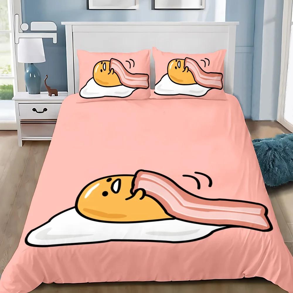 Vtipné povlečení s vajíčkem Gudetama, povlak na peřinu, povlak na polštář, sada povlečení pro dospělé, chlapce, dívky, dekorace do ložnice, dětské, jednolůžko, dvoulůžko, velká velikost