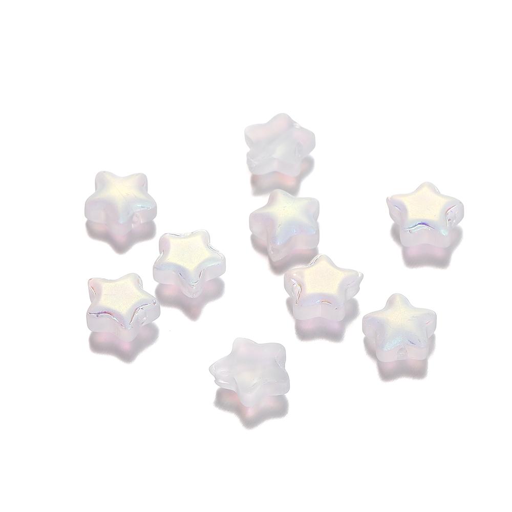 30pcs 8mm Colorful Five-pointed Star Glass Beads Loose Spacer Beads for DIY Handmade Jewelry Making Bracelet Accessories