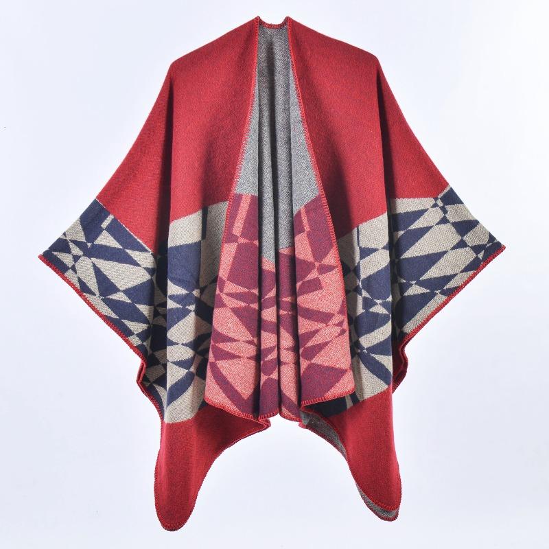 Neuer Herbst- und Winter-Damen-Schal geometrisches Muster Imitation Kaschmir Verdickt Warm Geteilter Umhang Schal E-Commerce-Großhandel