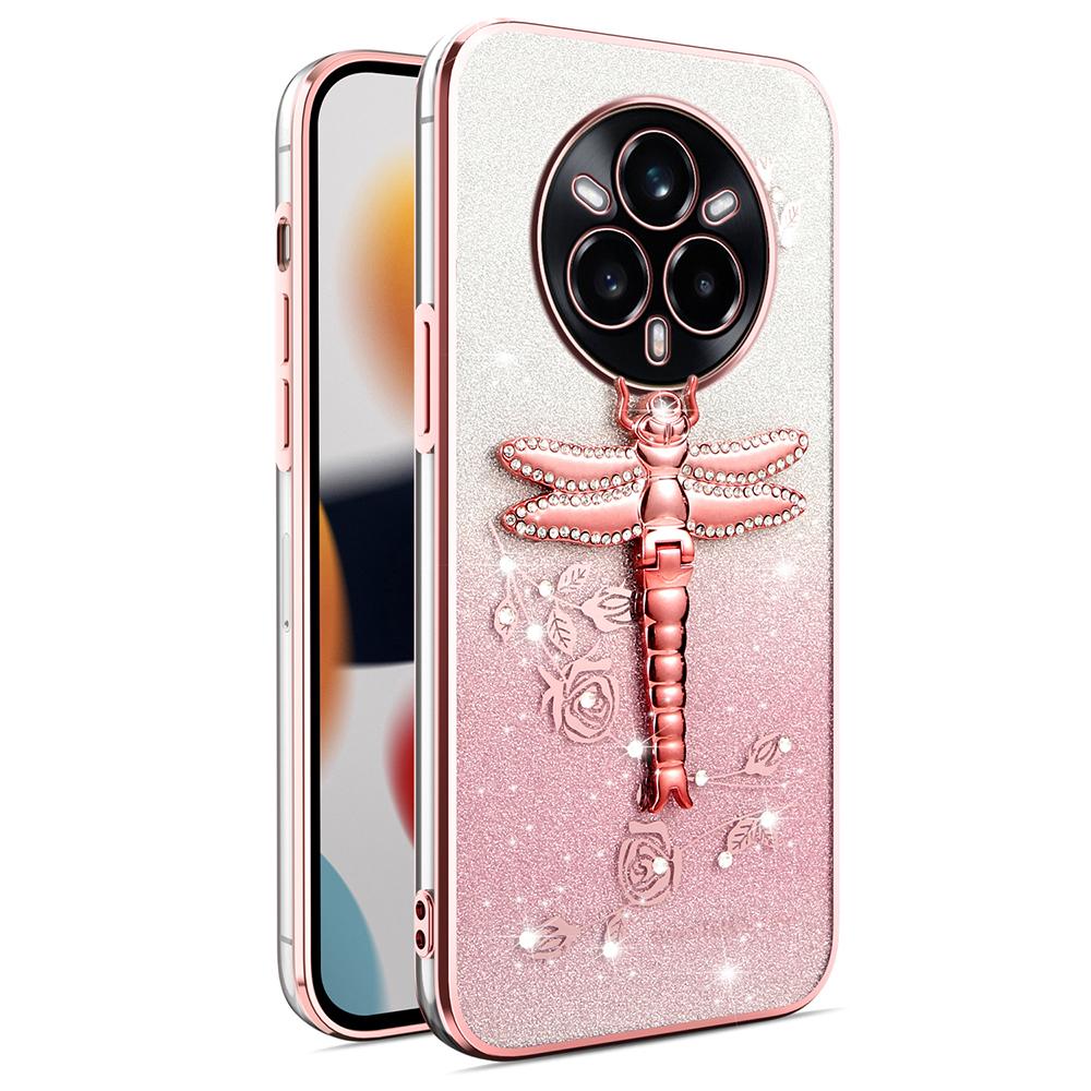 KADEM For Realme 14 Pro 5G Case Dragonfly Kickstand TPU Flowers Glitter Phone Cover