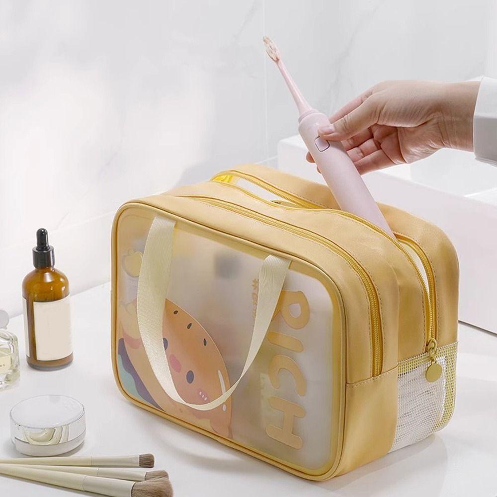 Waterproof Travel Makeup Case Large Capacity Wash Bag Simple Cartoon PVC Cosmetic Bag  Bathroom