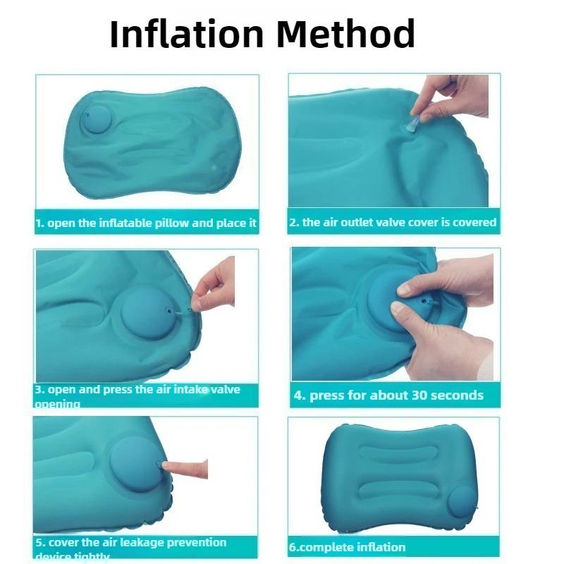 Portable Foldable Inflatable U-Shaped Neck Pillow Lightweight Travel Pillow for Car Airplane Neck Waist Support Cushion