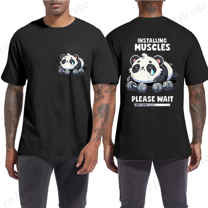 Funny Panda Weightlifting Squat Gym Quote Graphic Print T Shirts Men Women Kawaii Meme T-shirts Male Casual Tees Short Sleeve