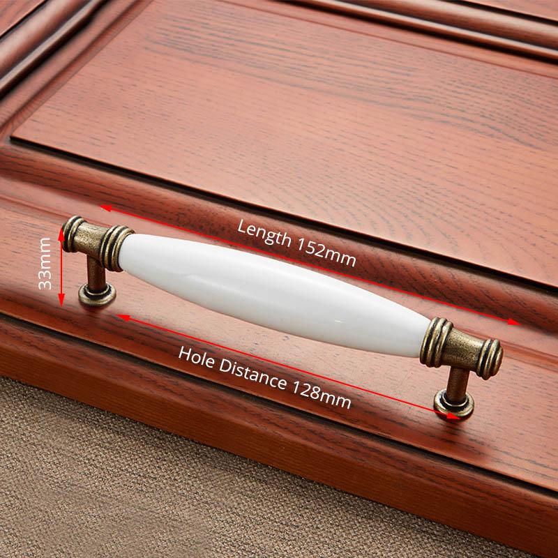 NAIERDI Antique Bronze Ceramic White Cabinet Handles Zinc Alloy Drawer knobs Wardrobe Door Handle European Furniture Hardware