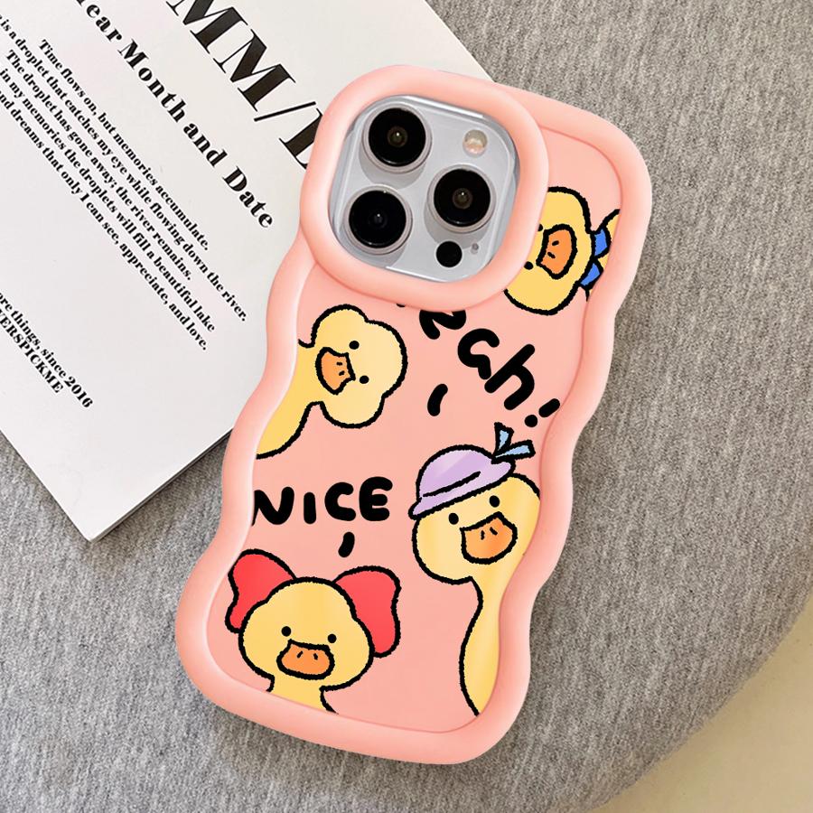 Soft Phone Cover Case for iPhone 16 Pro Max 14 13 17 Air 11 XR 8 12 15 Plus Cartoon Duck