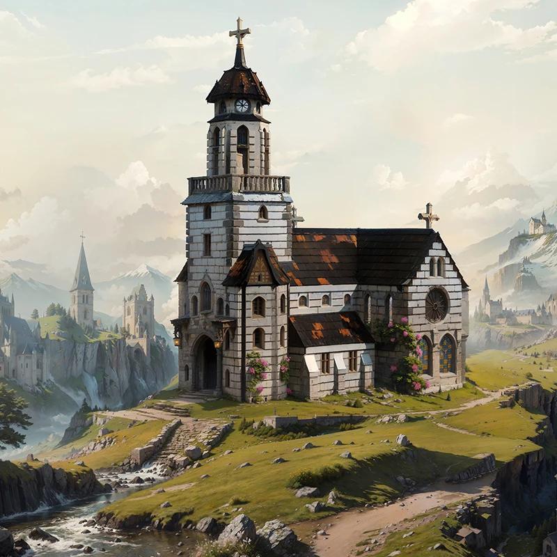 6172 SZT Średniowieczny Kościół Klocki Europejski Zamek Widok Ulicy Model Klocki Dekoracja na Biurko Zabawki Dla Dzieci Prezenty Świąteczne