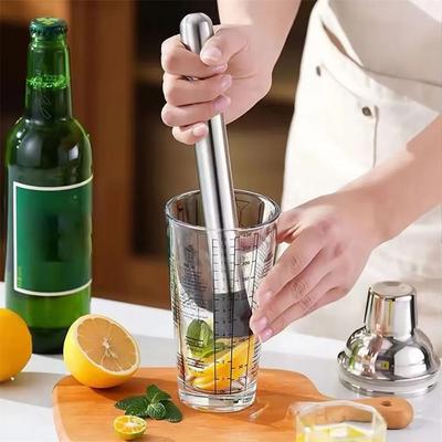 Stainless Steel Bar Muddler Long Handle Fruit Tea Muddler Mixing Stick Ice Crusher  Milk Tea Shop