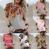 3D Digital Printed Summer Pullover Short Sleeved Printed Loose Round Neck Women's T-shirt