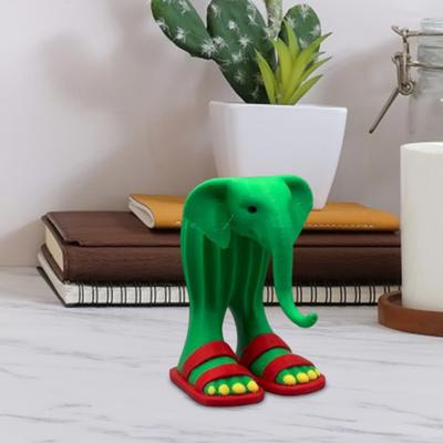 Elephant In The Desert Figurine 3D Printed Cactus Elephant Ornament Red Slippers Cartoon Elephant Statue Sculpture Decoration