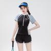 Women's Slimming Sports-Style Two-Piece Swimsuit - Belly-Covering, Conservative Design Ideal for Students and Vacations