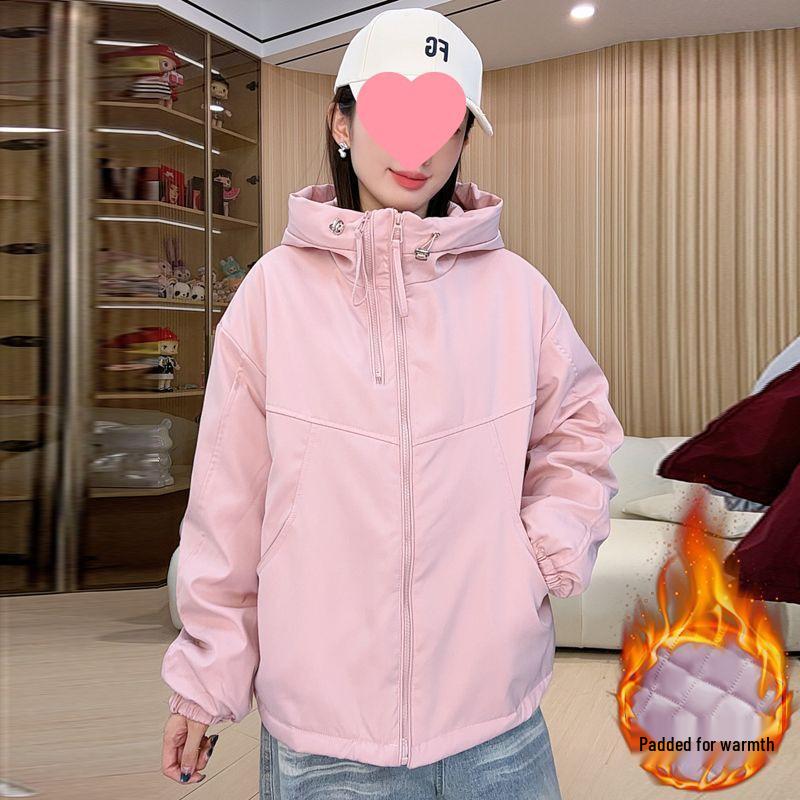Women's Cotton Windbreaker Jacket with Double Zipper