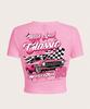 European and American style women's clothing new INS personalized street letter printing short navel short-sleeved T-shirt top
